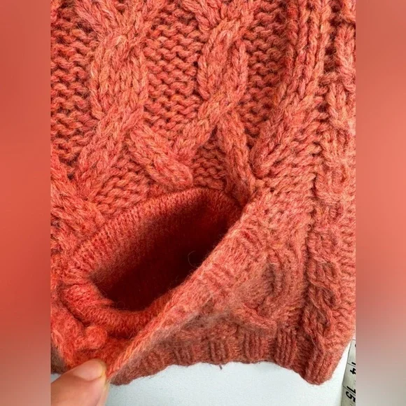SKYR Hand Knit Shetland Wool Cable Knit Full Zip Sweater Womens Large - Picture 9 of 10